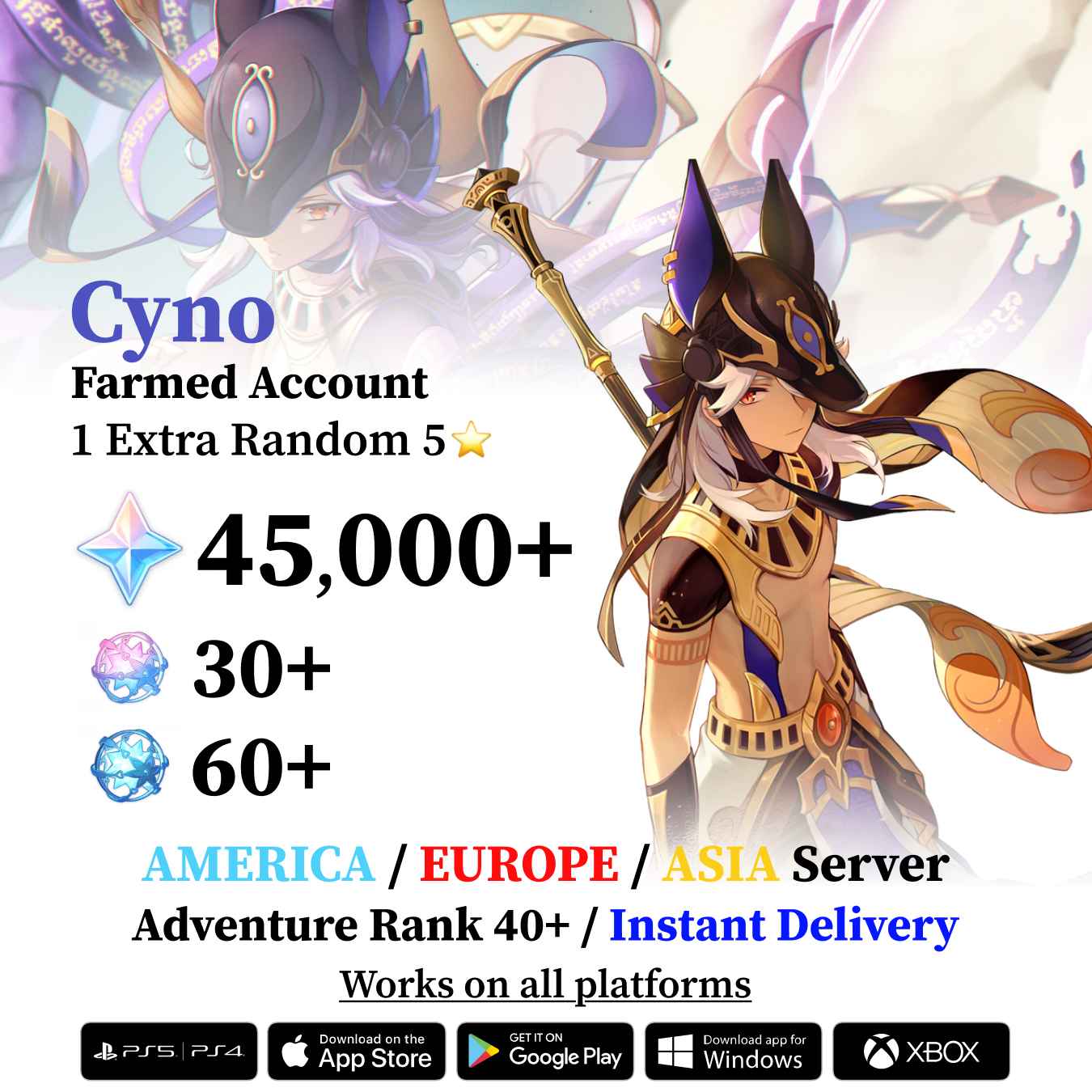 Cyno Reroll Account with Primogems