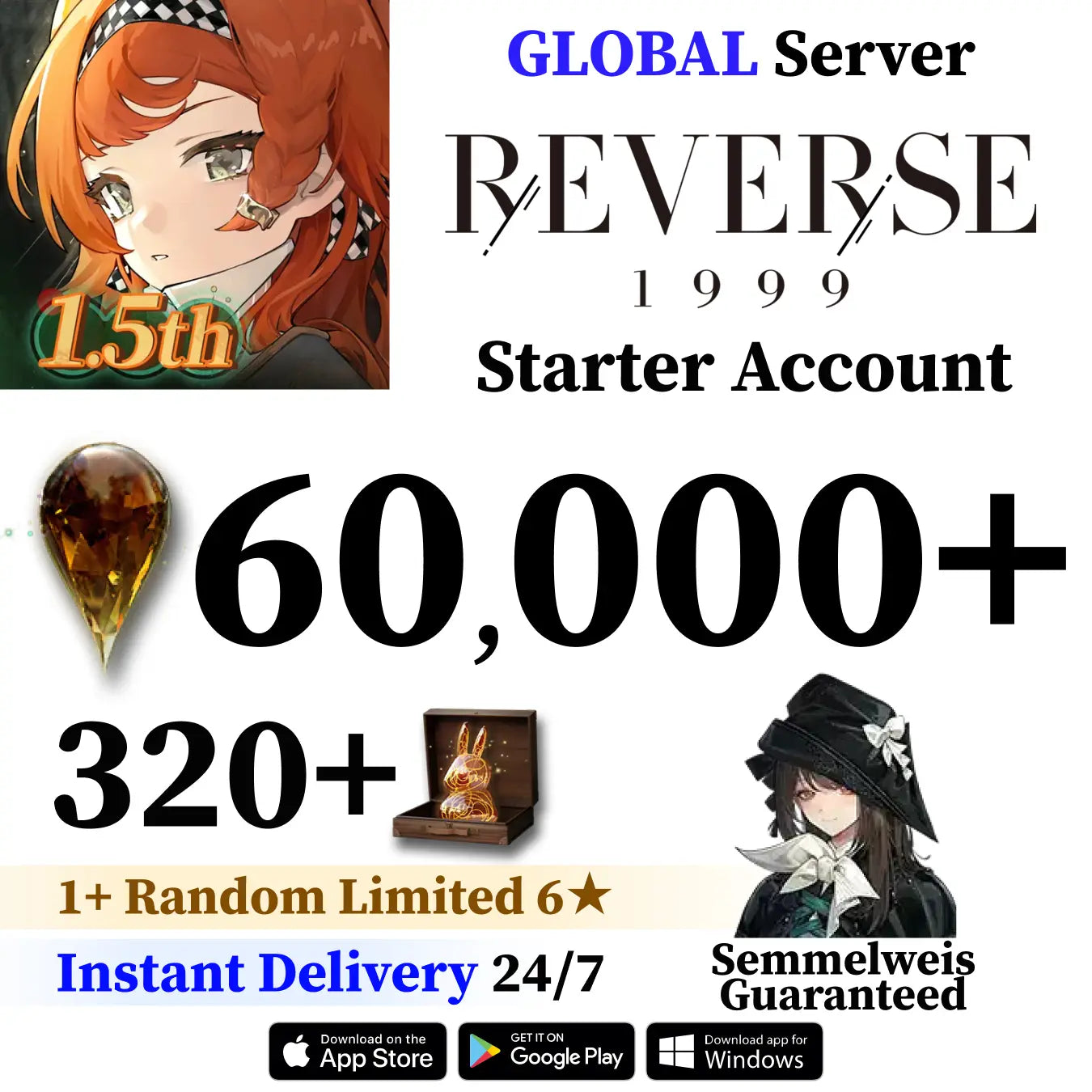 Reverse: 1999 Account | 60k Clear Drops + 300 Unilog | Global Server