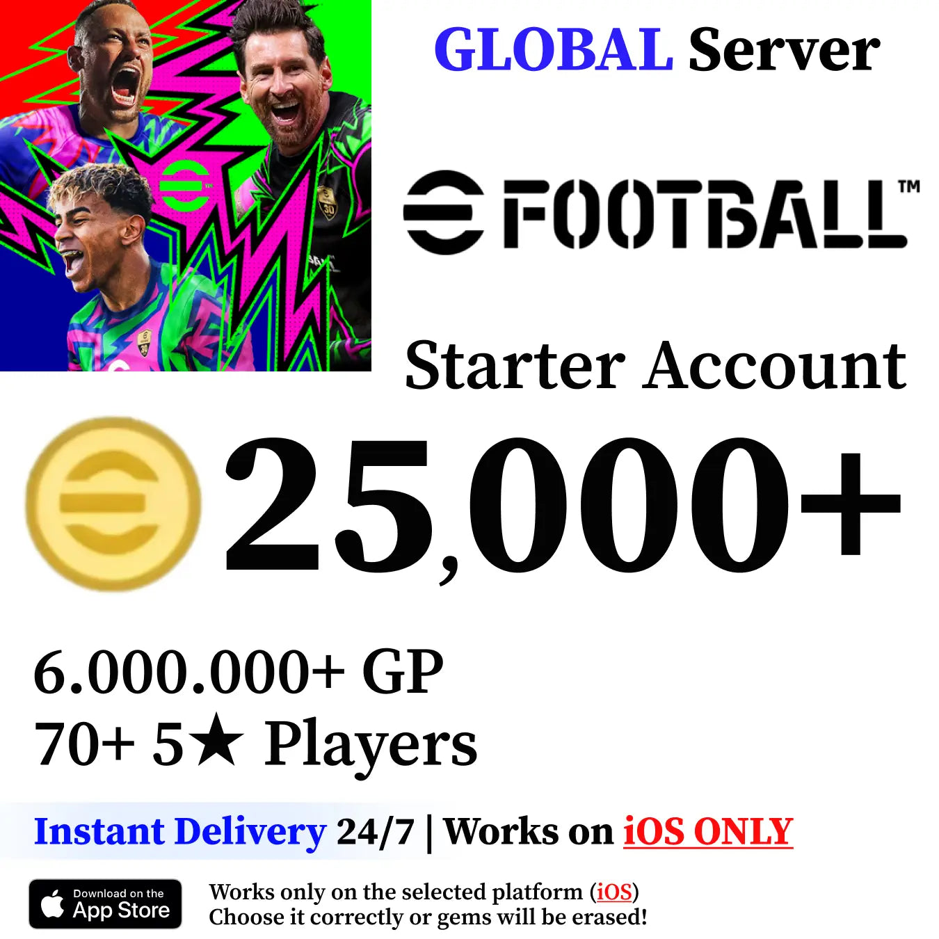 eFootball iOS Starter Account with Coins (Global)