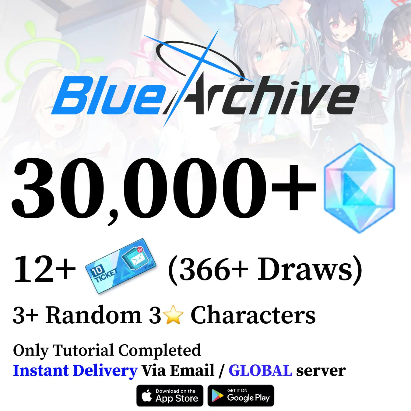 Blue Archive Starter Reroll Account with 30,000 Gems [Global]