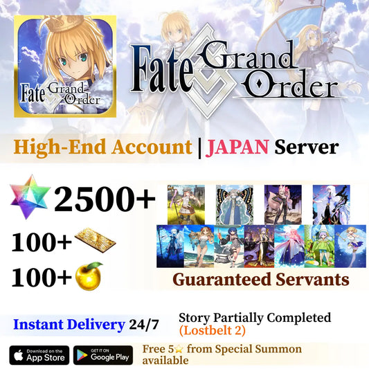 Fate Grand Order High-End Account with 2500+ SQ [Japan]