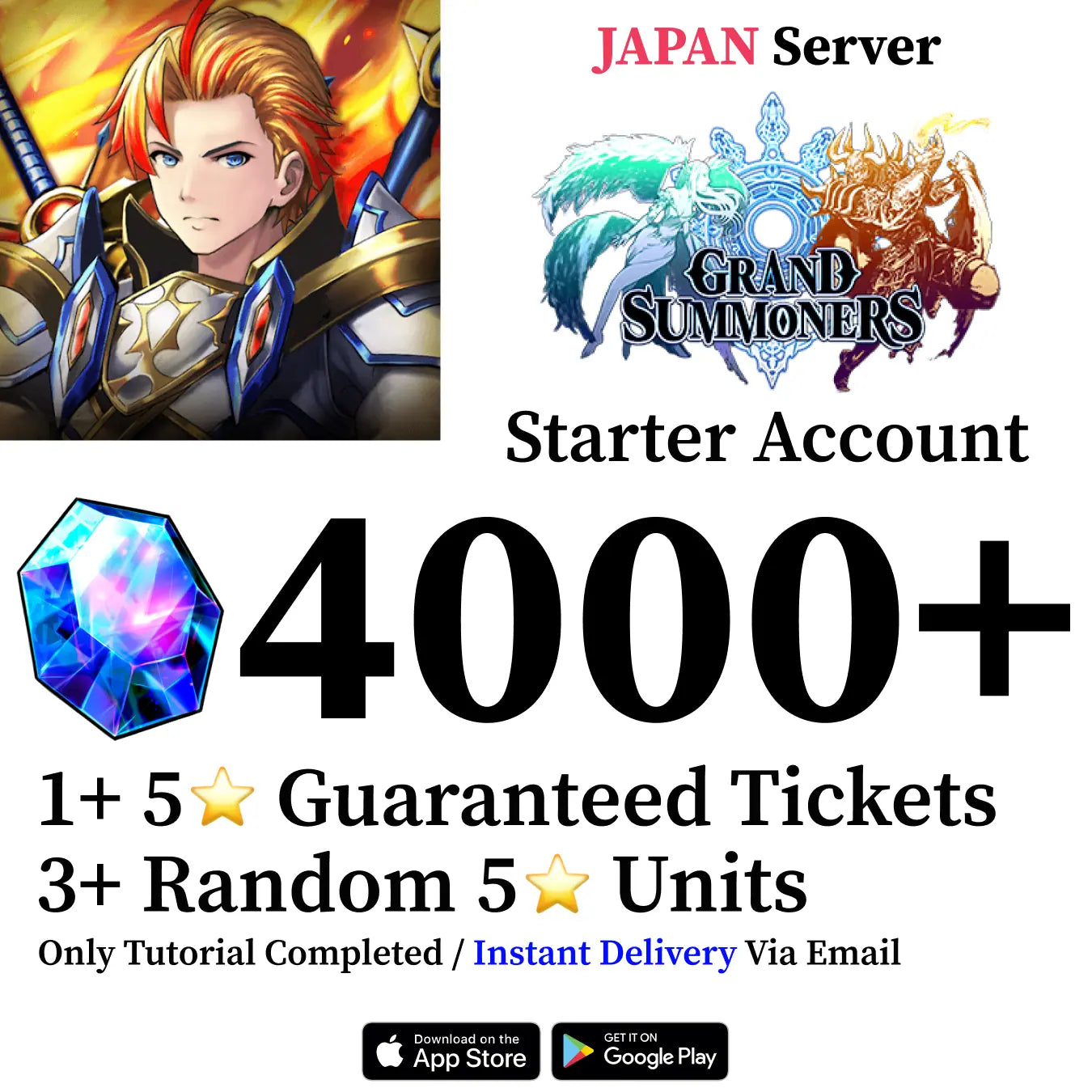 Grand Summoners Starter Account with 4000 Gems [Japan]