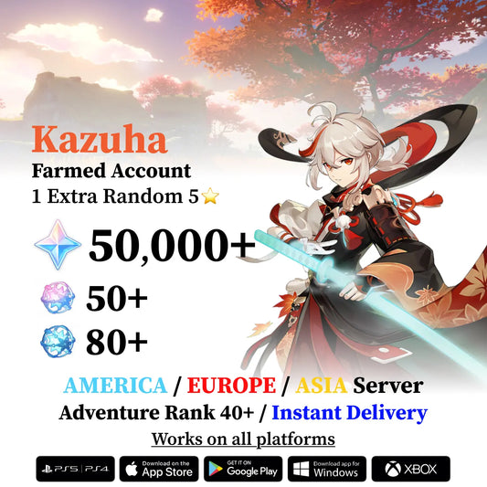Kazuha Reroll Account with Primogems