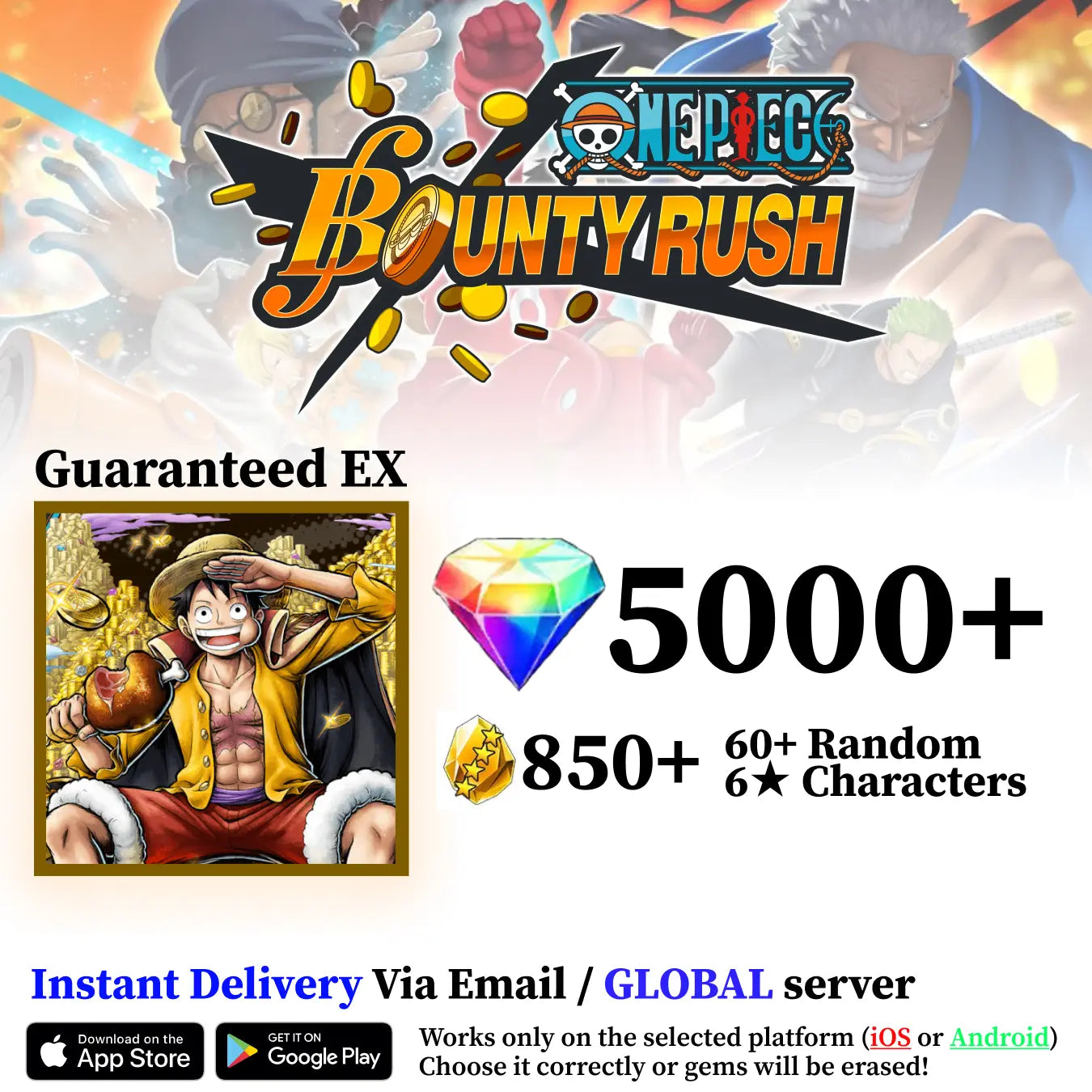 Luffy OPBR Starter Reroll Account [Global]