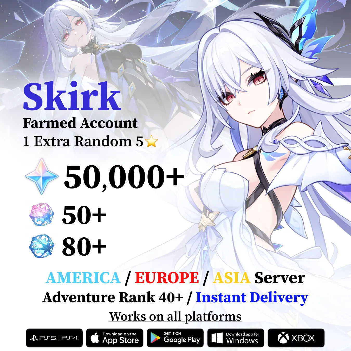 Skirk Reroll Account with Primogems