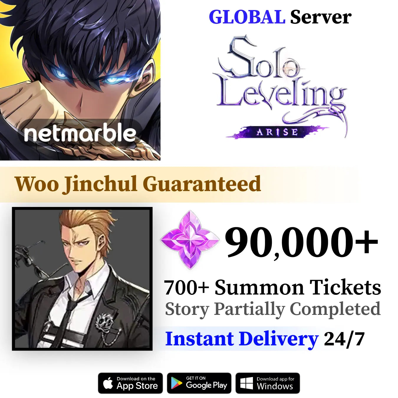 Woo Jinchul Reroll Account Solo Leveling:ARISE [Global]