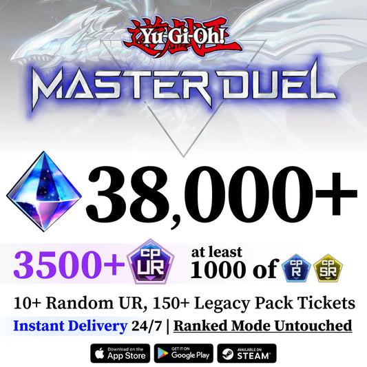 Yu-Gi-Oh! Master Duel Global Starter – 38,000+ Gems | 2500+ UR CP | Ranked Fresh