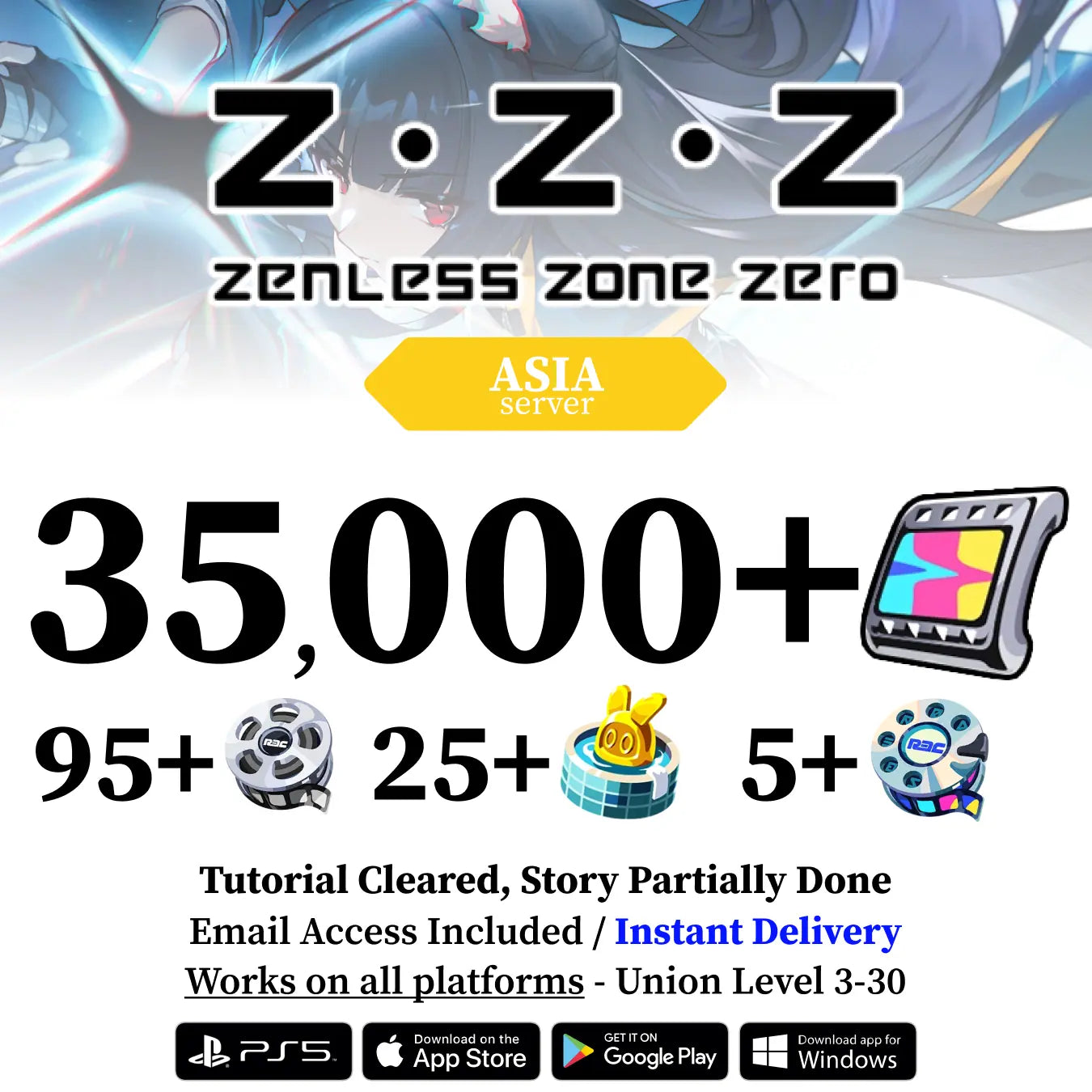 Zenless Zone Zero Reroll Account with Polychrome [Asia]